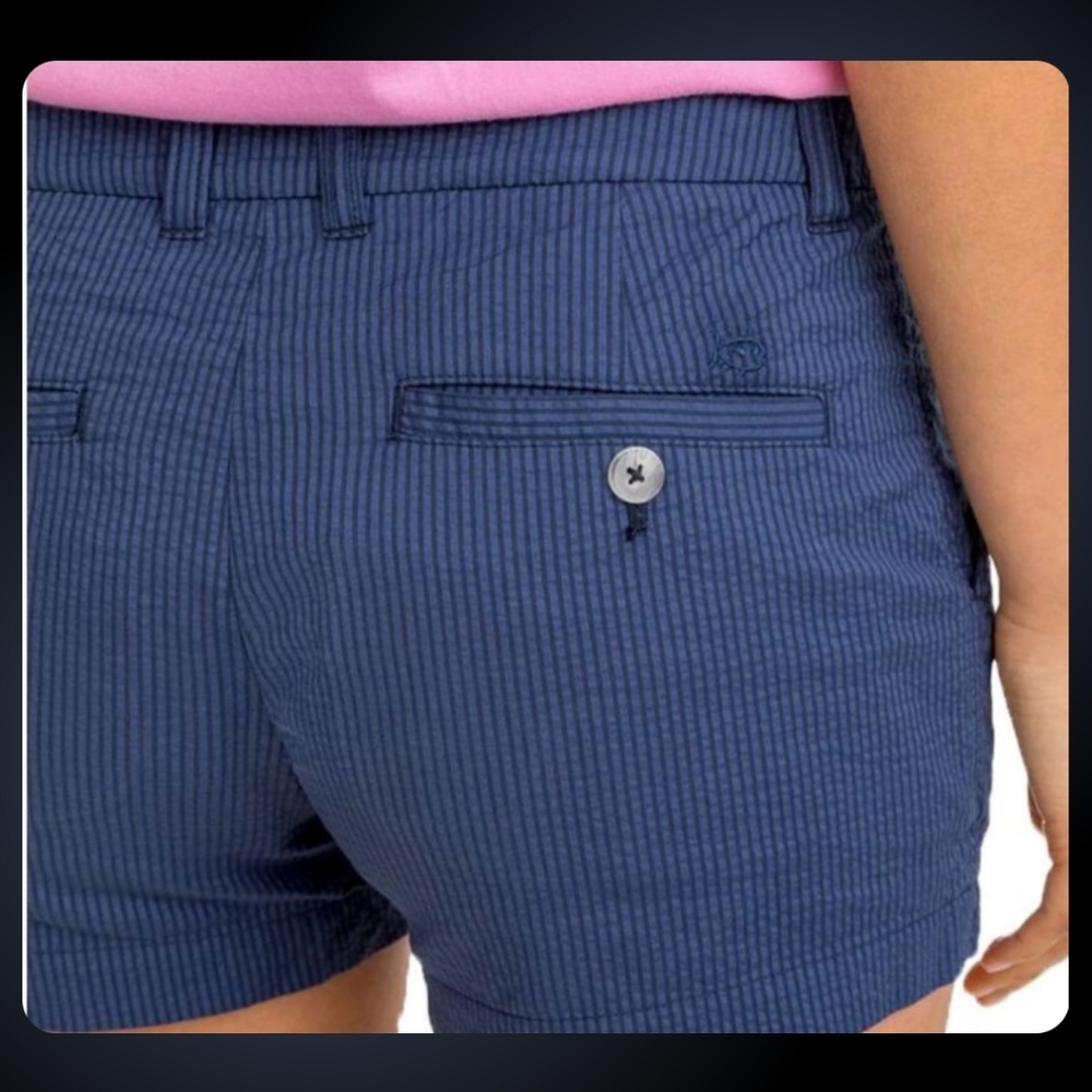 NWT Southern Tide “Leah” 3″ Seersucker Shorts – Boat Blue – Size 8 - Picture 2 of 4